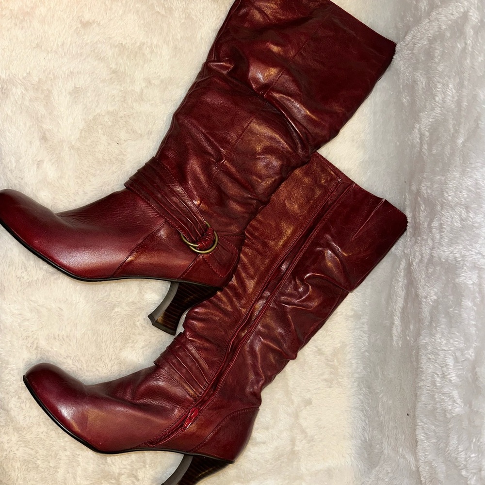 Miz Mooz Burgundy Leather Heeled Boots